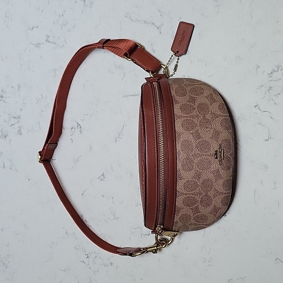 COACH Bethany Belt Bag Crossbody Signature Brown Leather with Classic Monogram - Picture 10 of 14